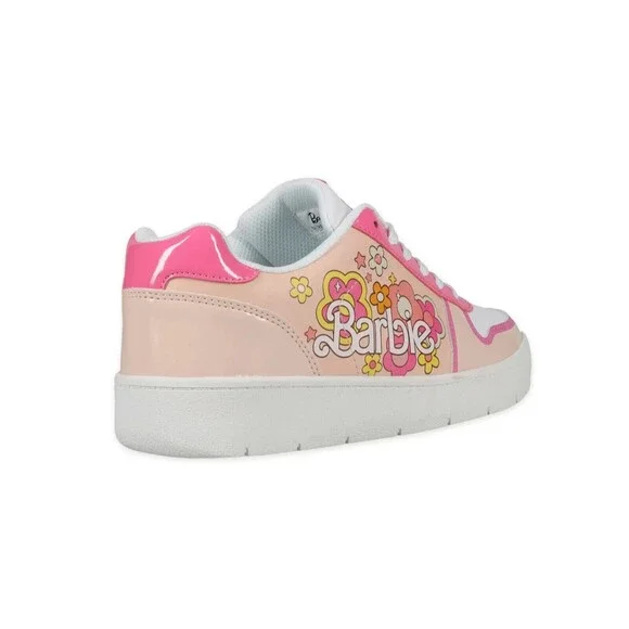 Women's Barbie by Mattel White Pink Floral Court Sneaker Size 10 - Picture 4 of 7
